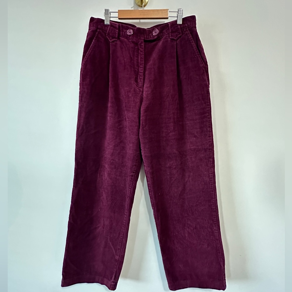 Burgundy Corduroy Pleated Front Trouser Pants By Carolina Blues Size 12